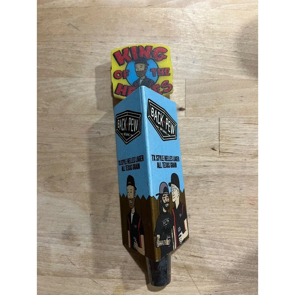 Back Pew Brewing Beer Tap Handle TX Style Helles Lager King of Helles‎ Texas